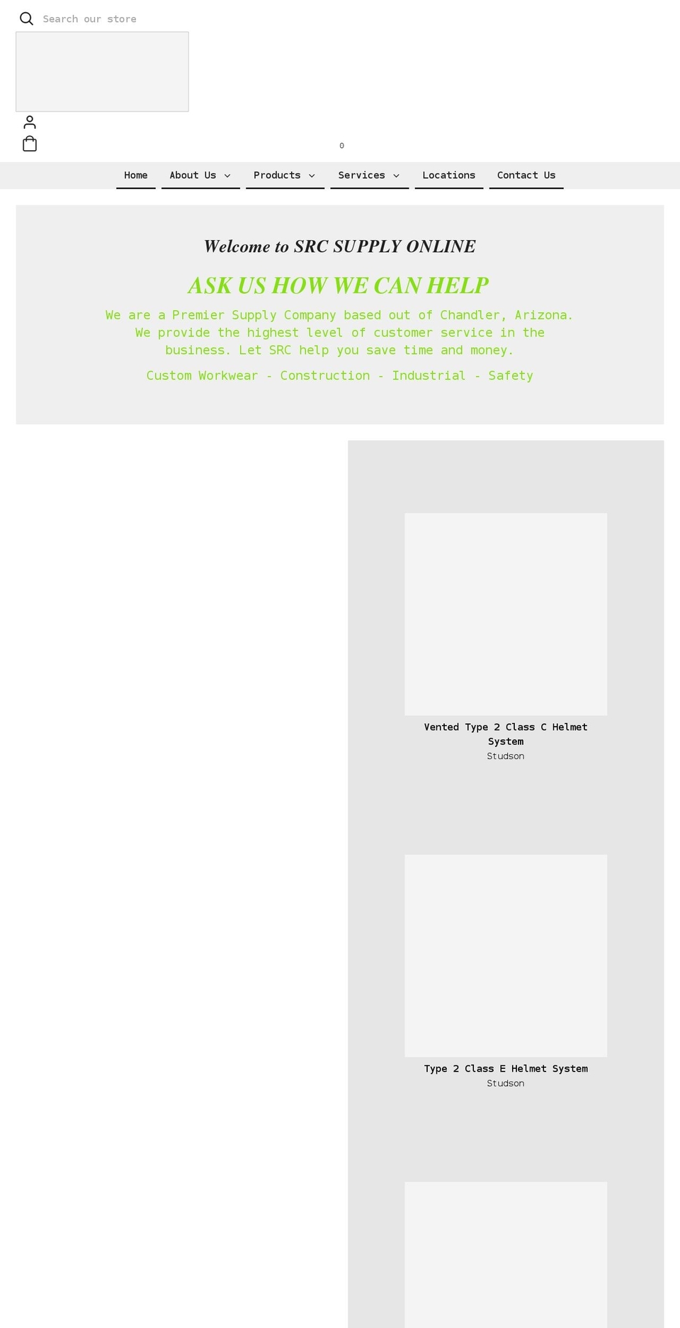 srcsupply.com shopify website screenshot