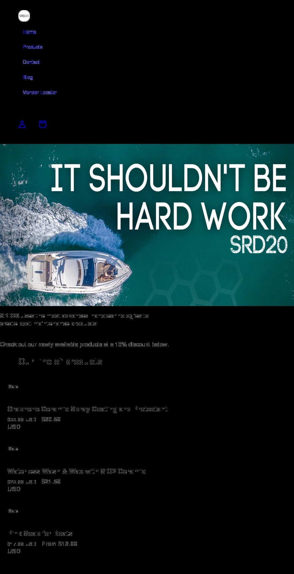 srd20.com shopify website screenshot