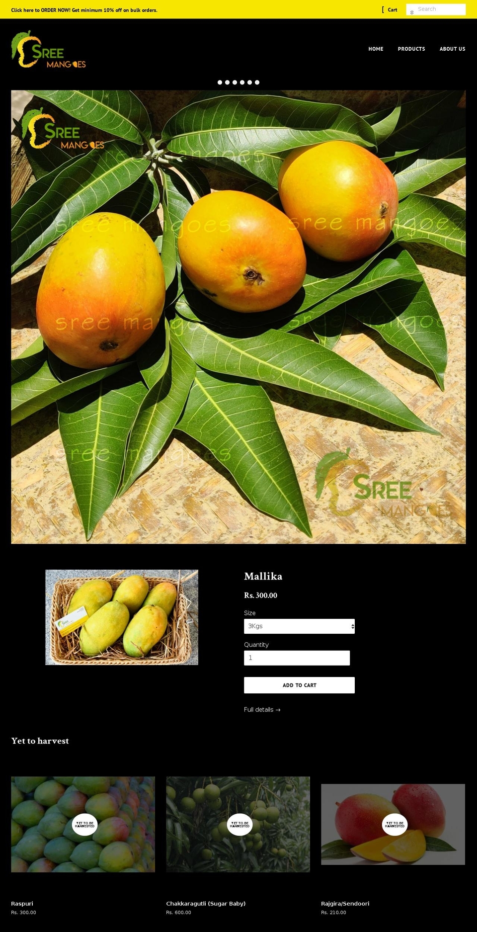 sreemangoes.com — Shopify storefront screenshot