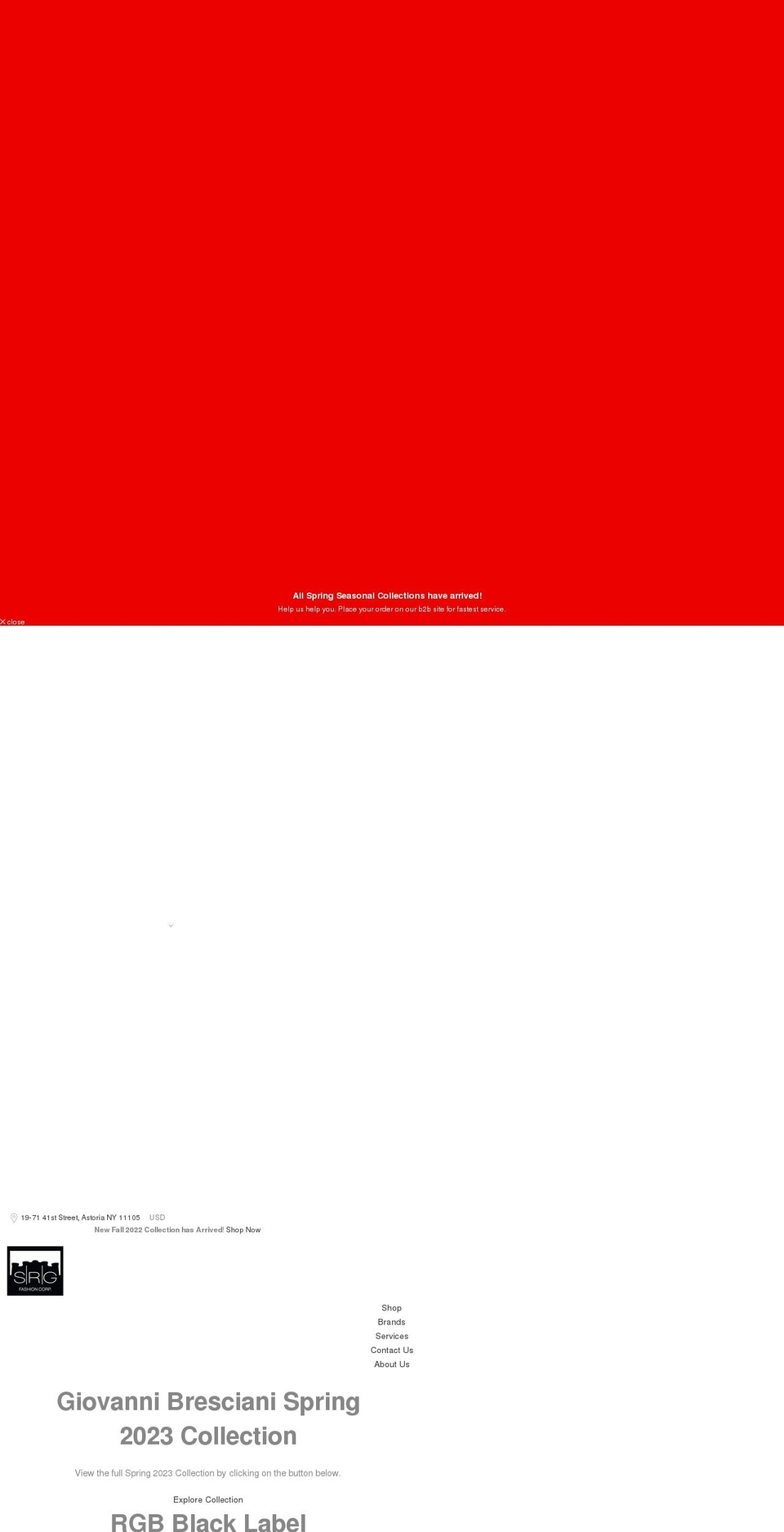 srgfashion.com shopify website screenshot