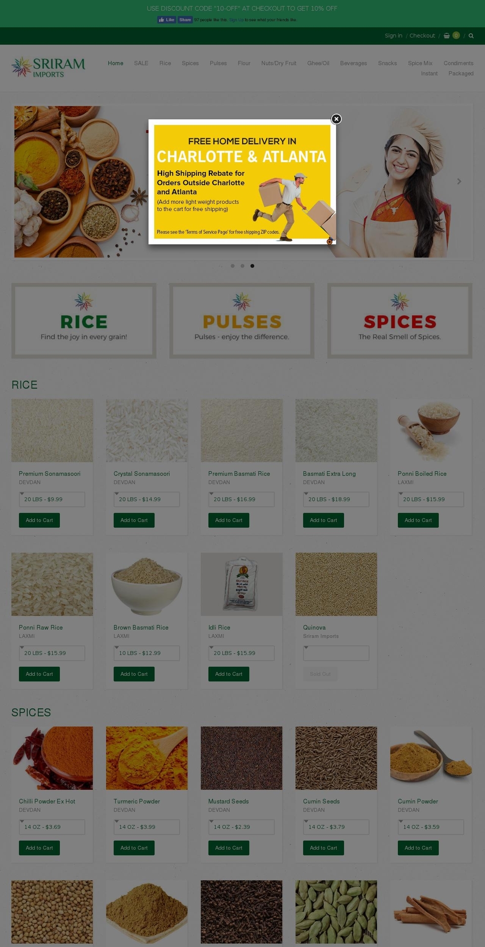 sriramimports.com — Shopify storefront screenshot
