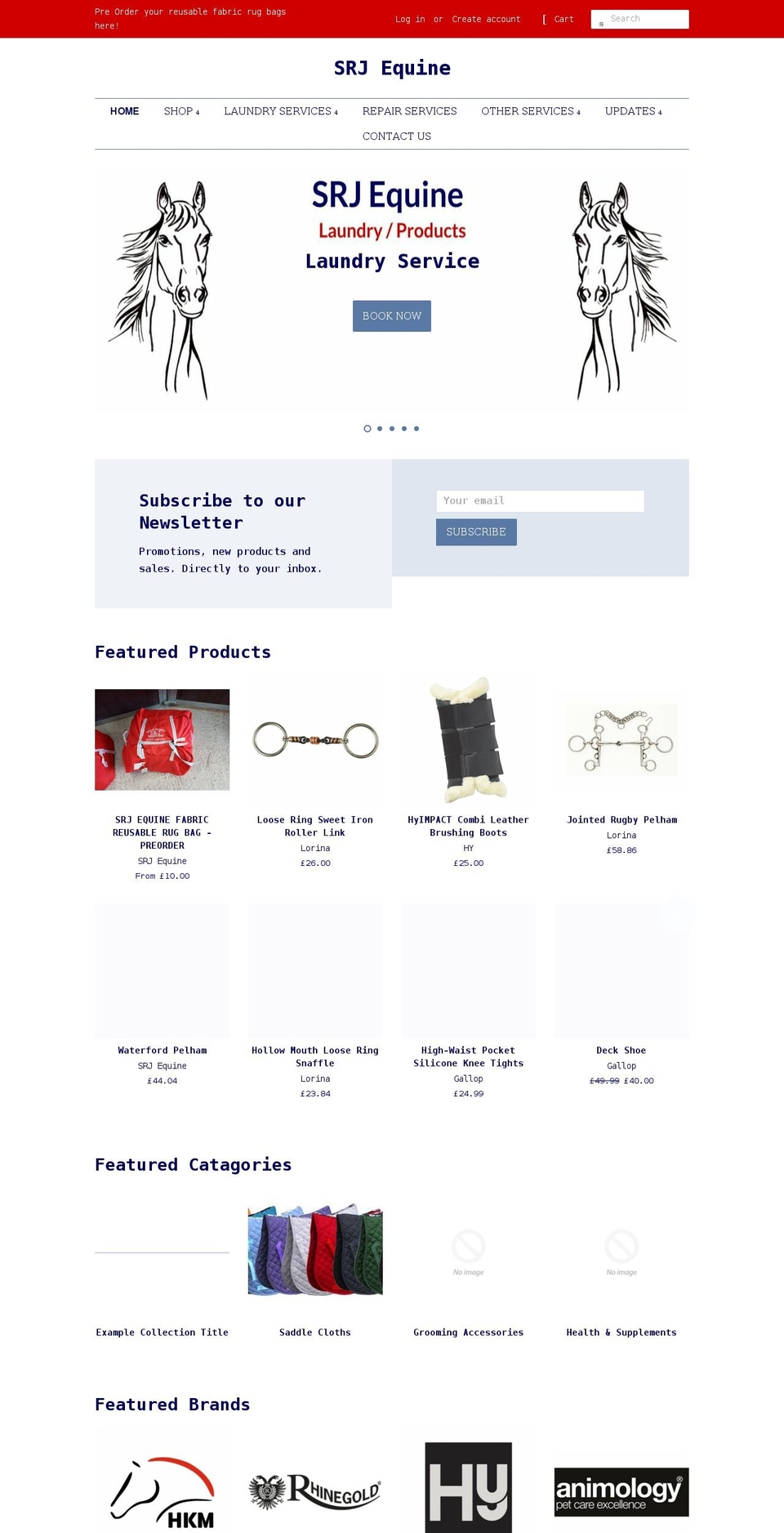 srjequine.co.uk shopify website screenshot