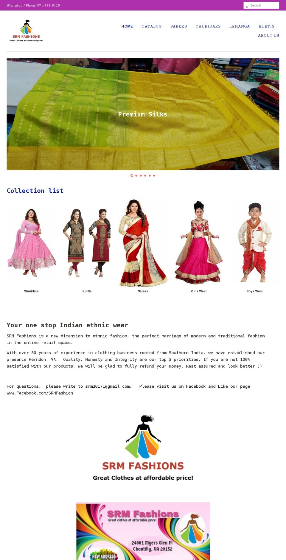 srmfashions.com shopify website screenshot
