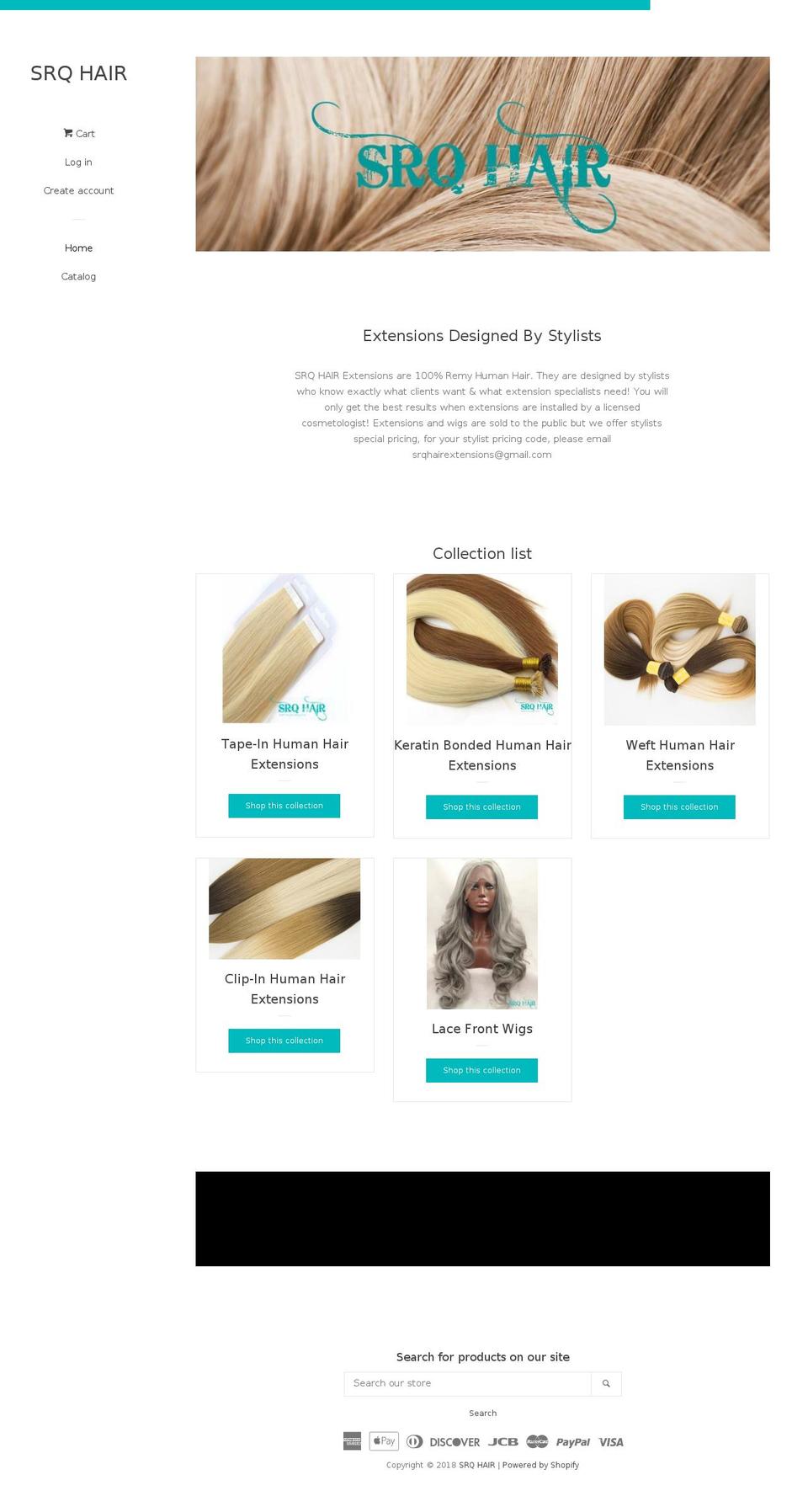 srqhairextensions.com shopify website screenshot