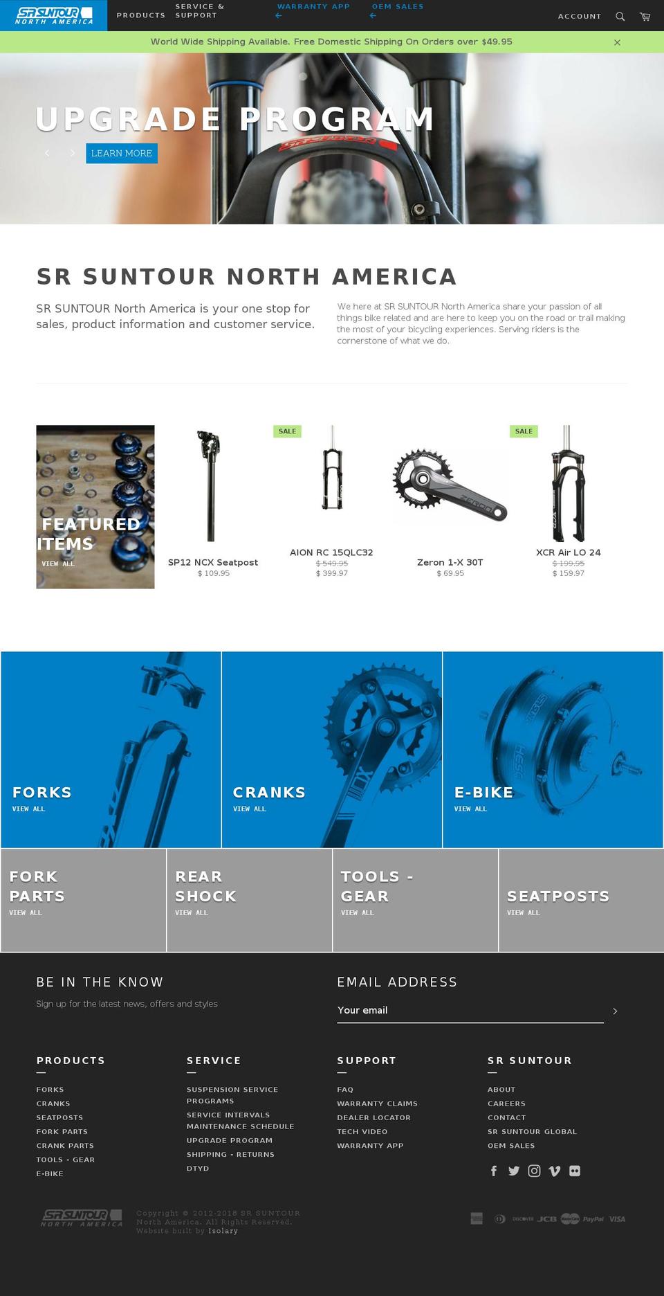 SR SUNTOUR Shopify theme site example srsuntour.com