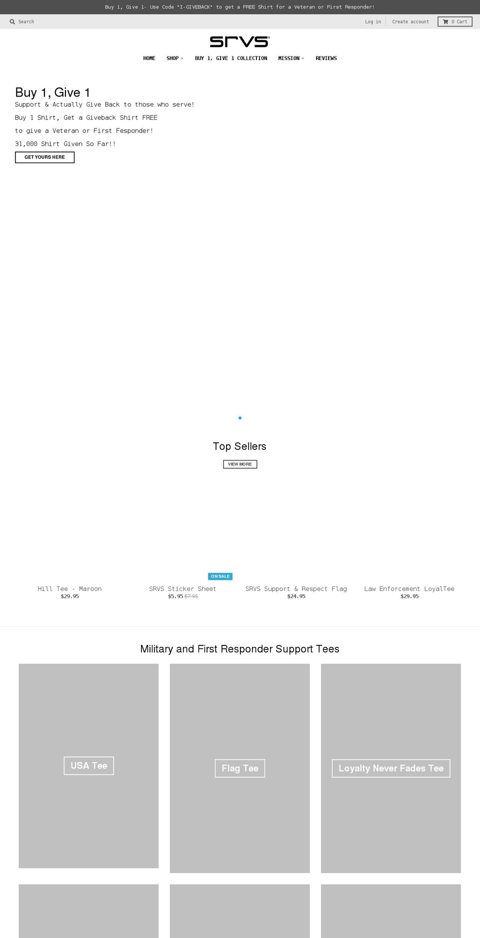 srvsgear.com shopify website screenshot
