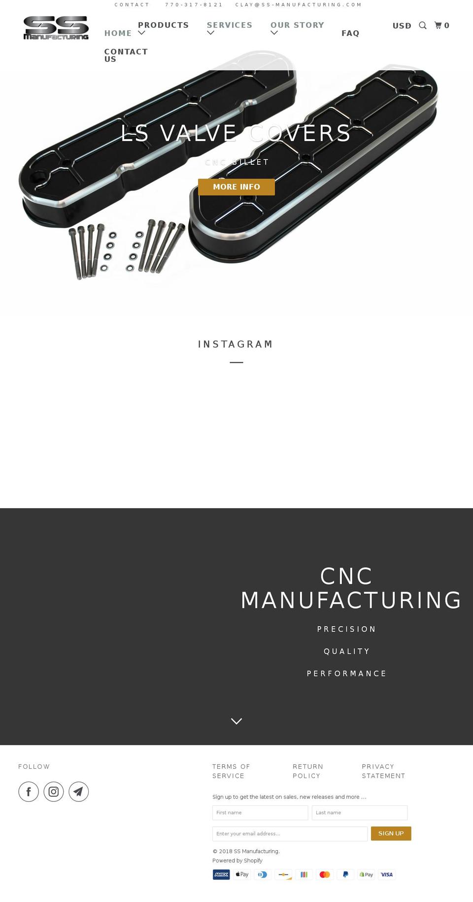 ss-manufacturing.com shopify website screenshot