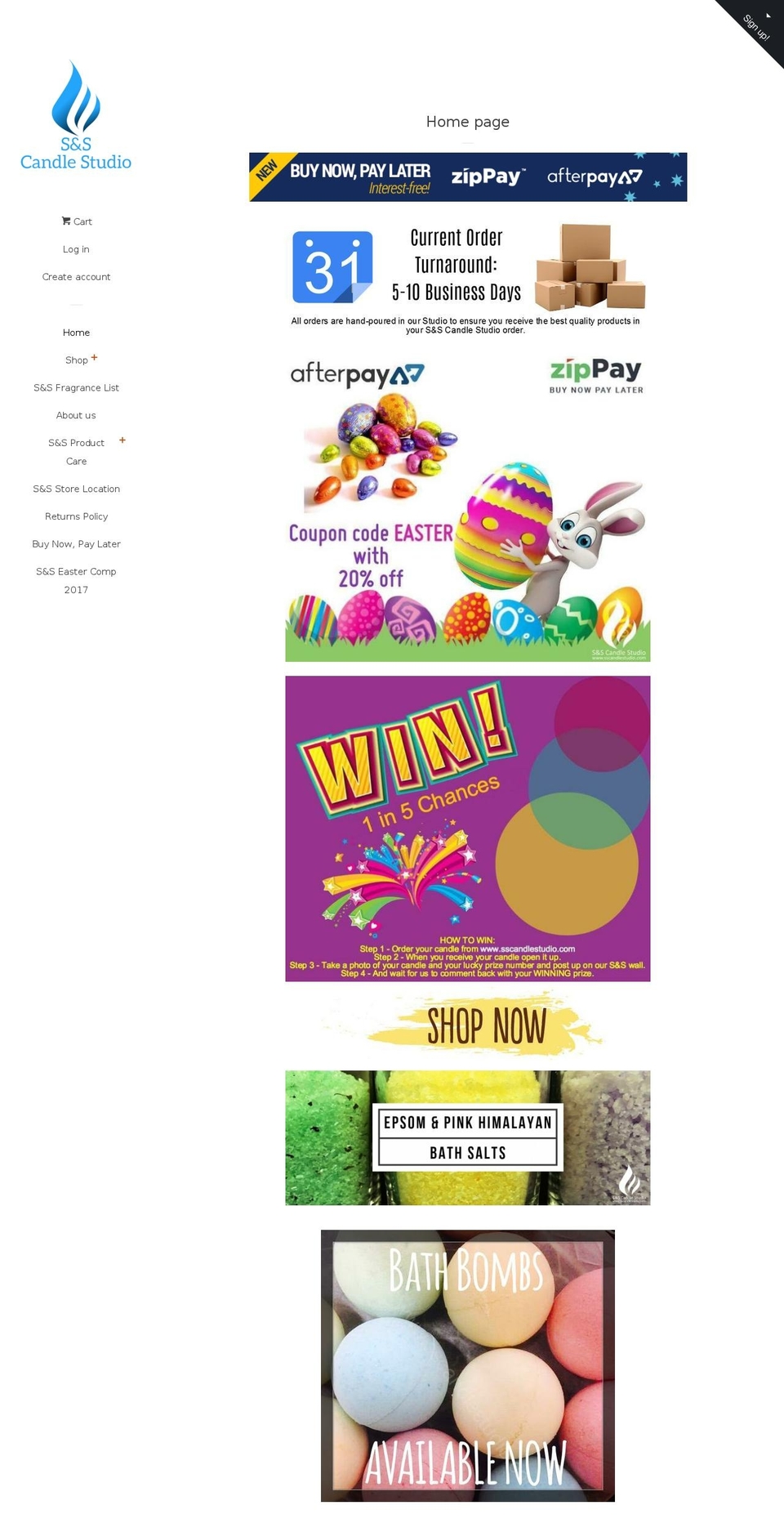 sscandlestudio.com shopify website screenshot