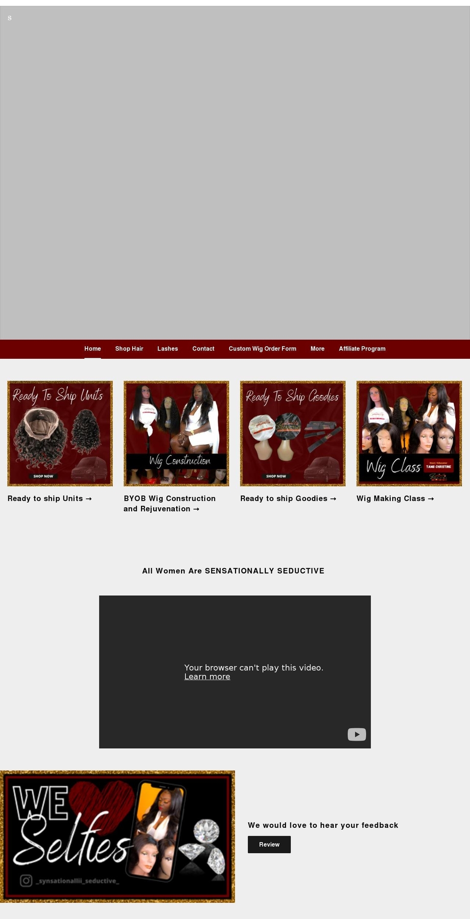 sshairkreations.com shopify website screenshot
