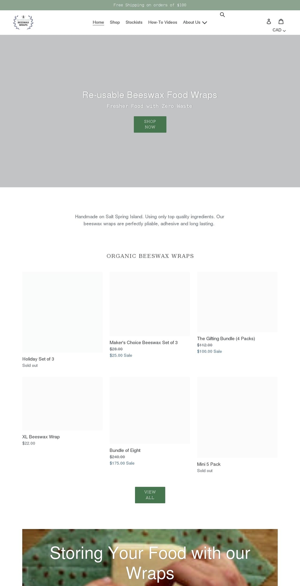 ssibeeswaxwraps.com shopify website screenshot