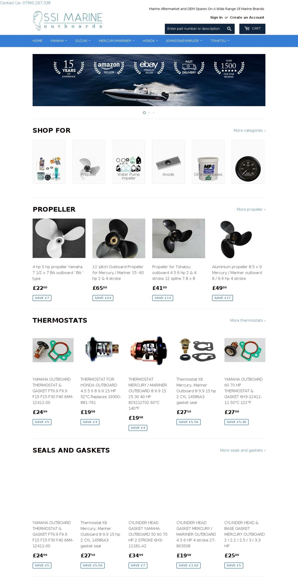 ssimarineoutboards.com — Shopify storefront screenshot