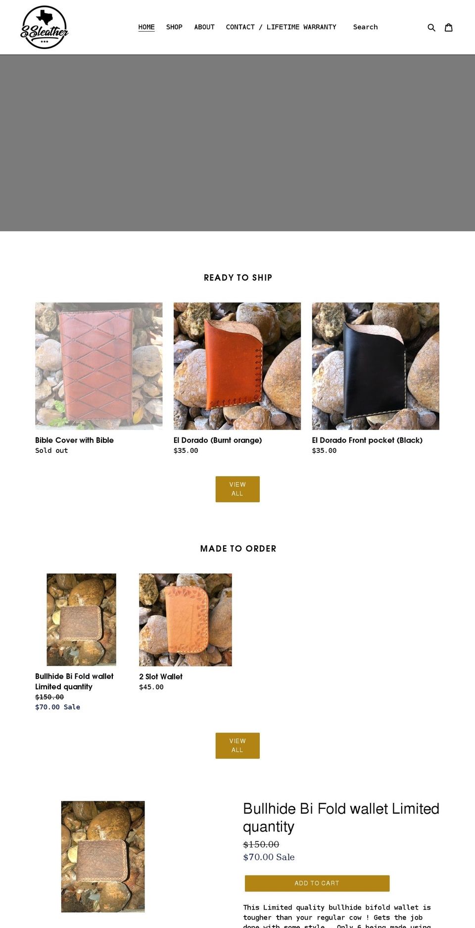 ssleathershop.com shopify website screenshot
