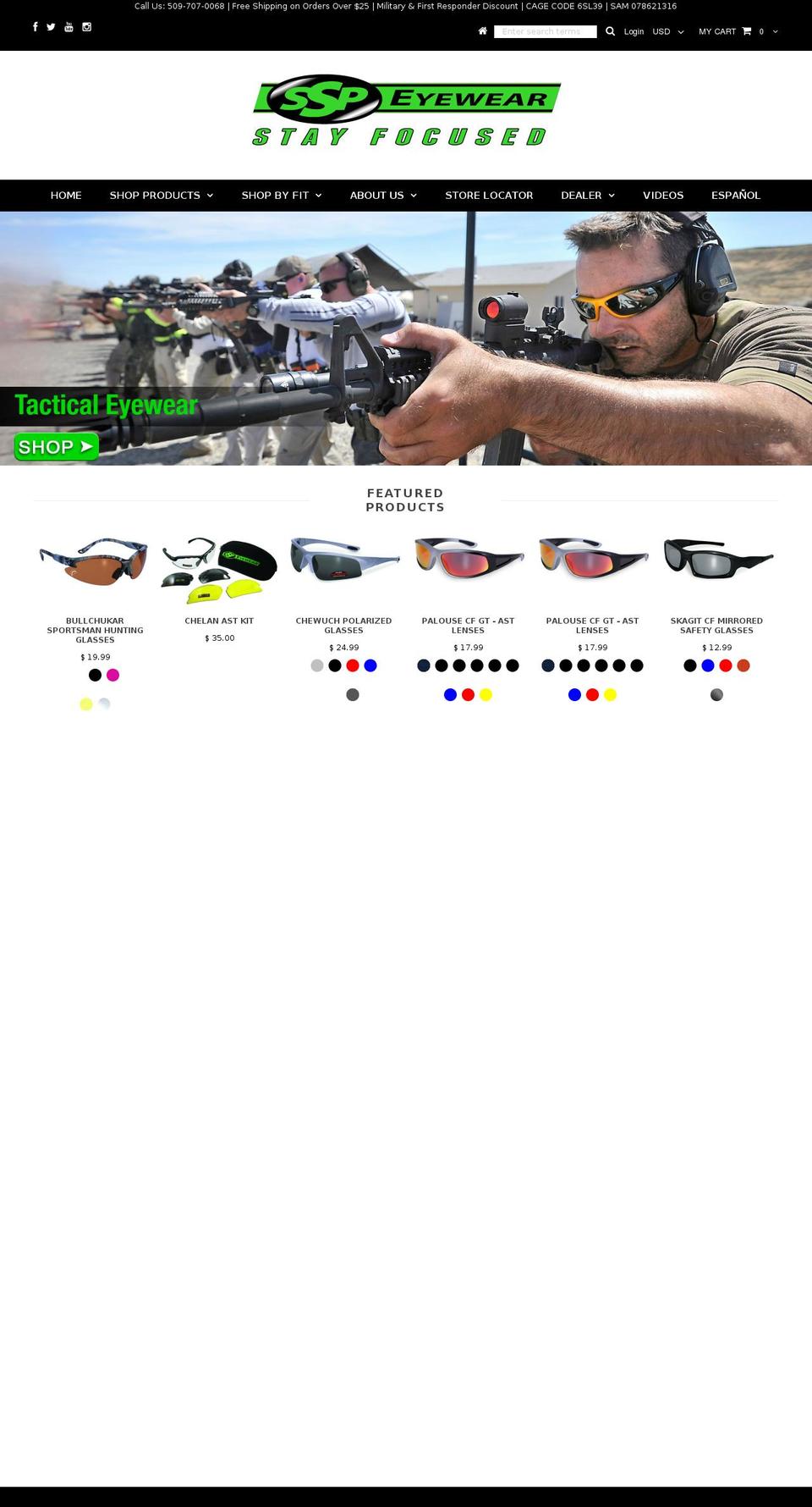 sspeyewear.com shopify website screenshot