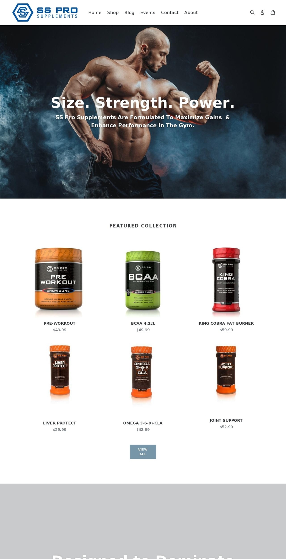 sspronutrition.com — Shopify storefront screenshot