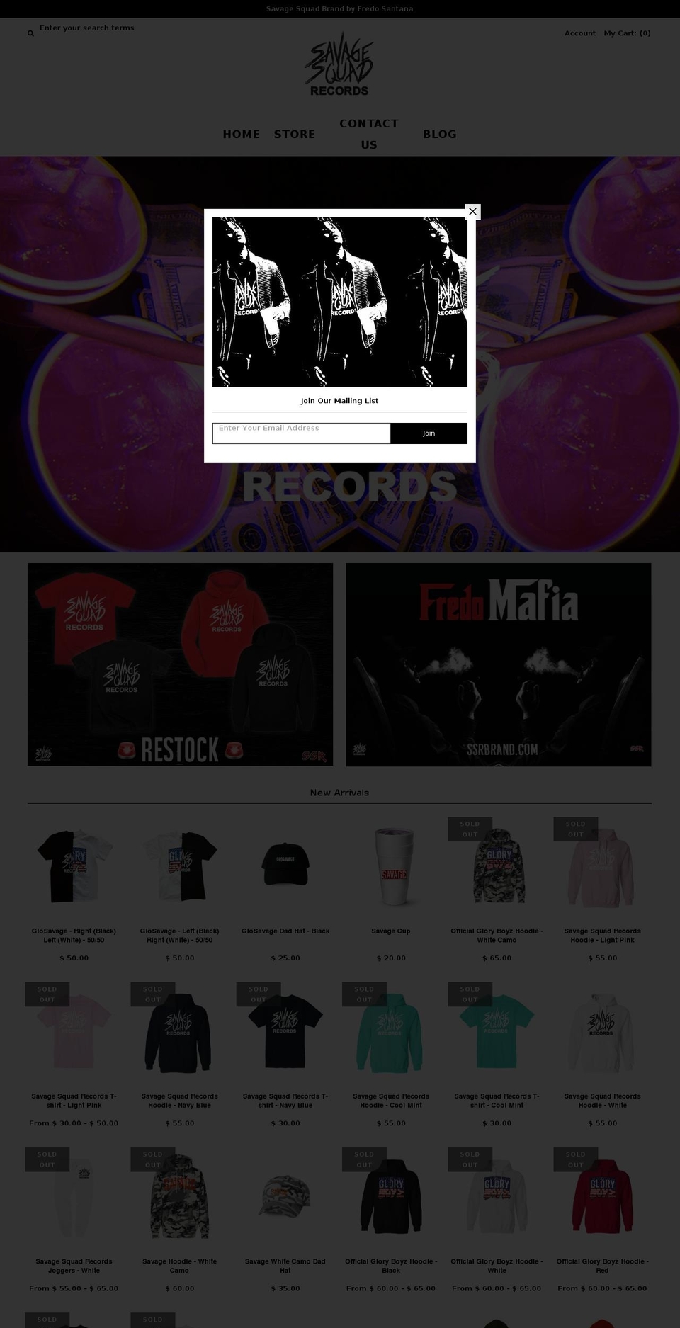 ssrbrand.com shopify website screenshot