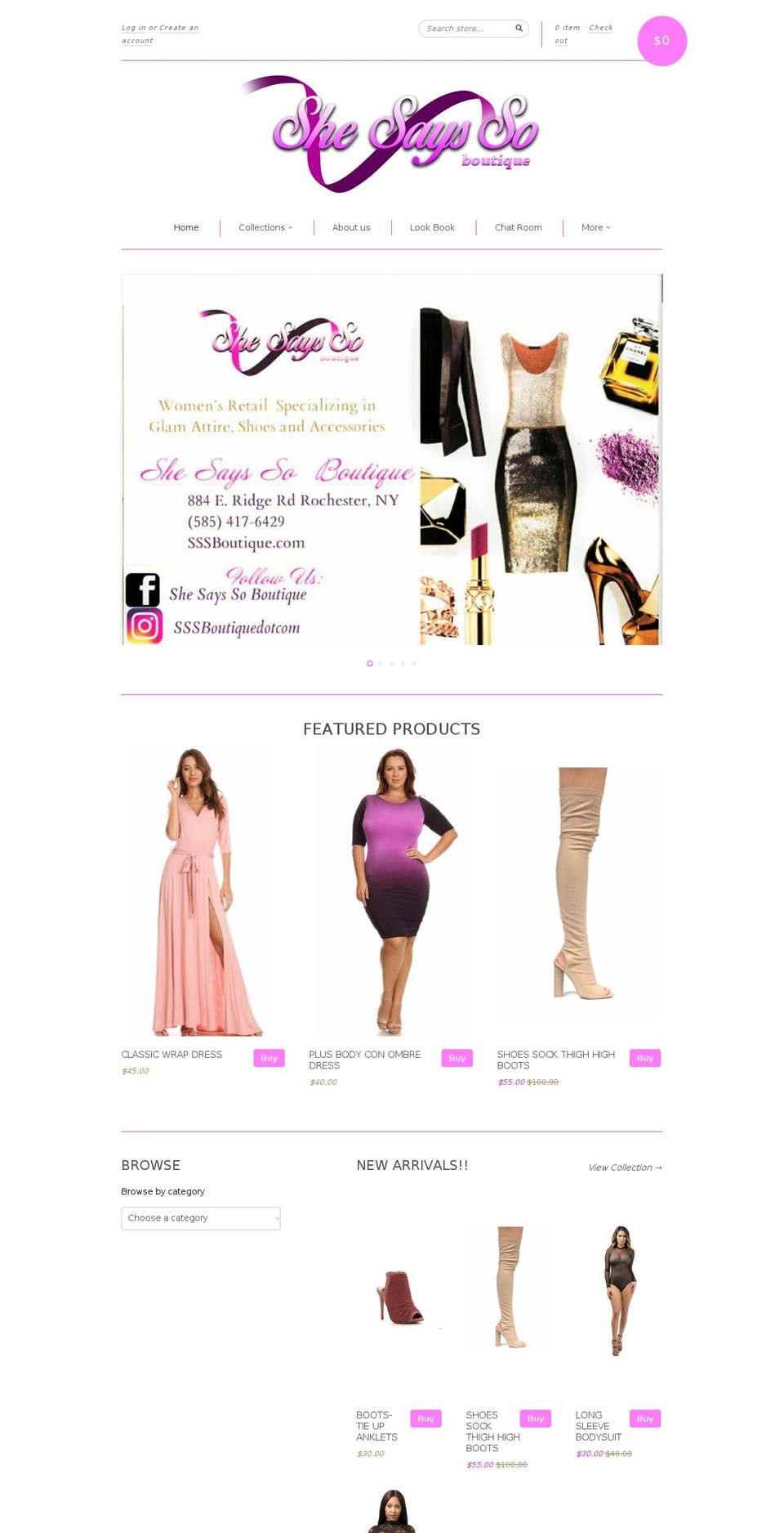 sssboutique.com shopify website screenshot