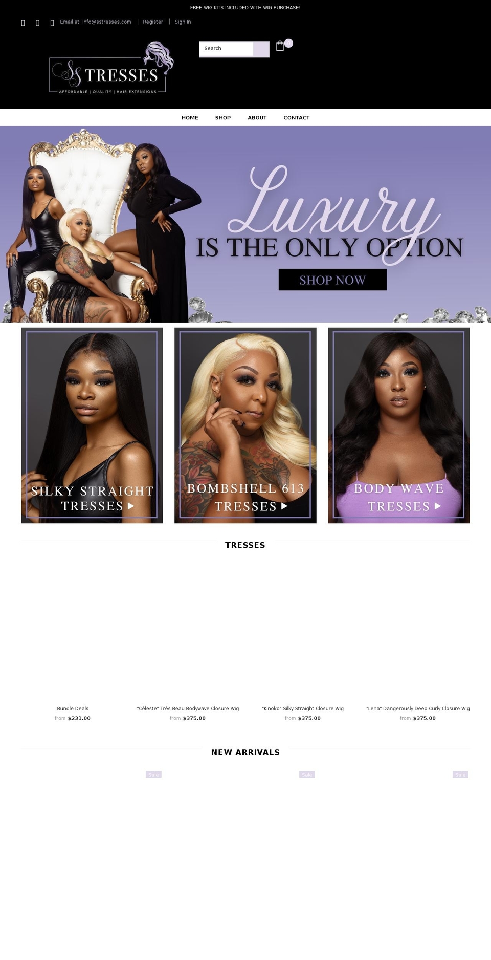 sstresses.com shopify website screenshot