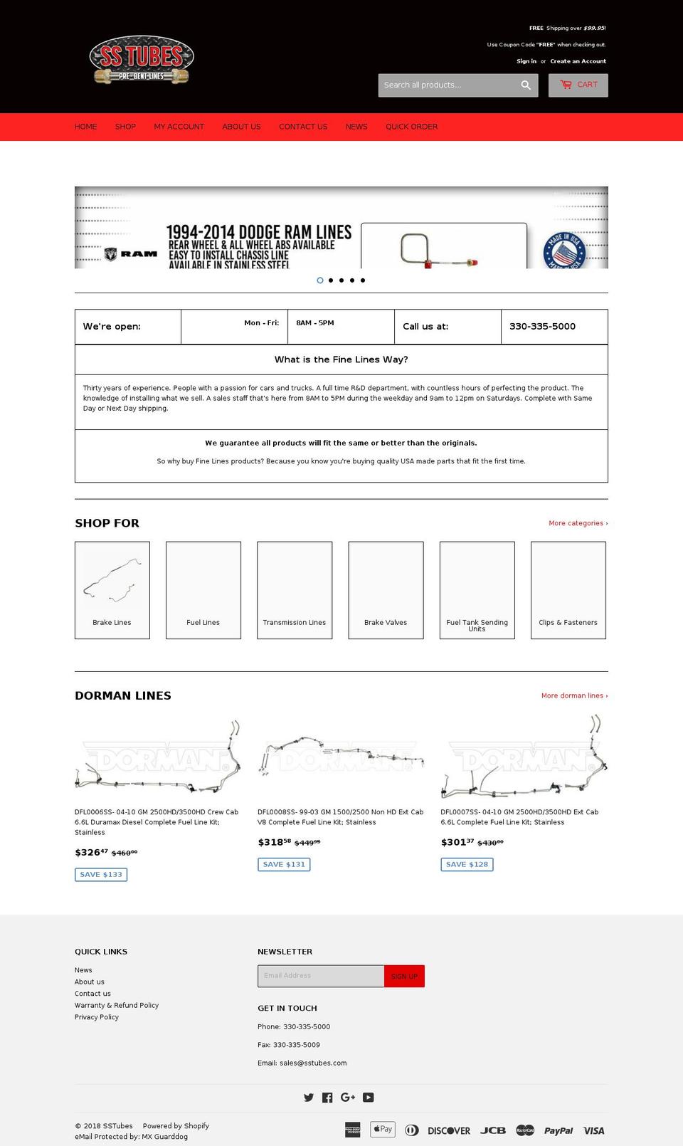 sstubes.com shopify website screenshot