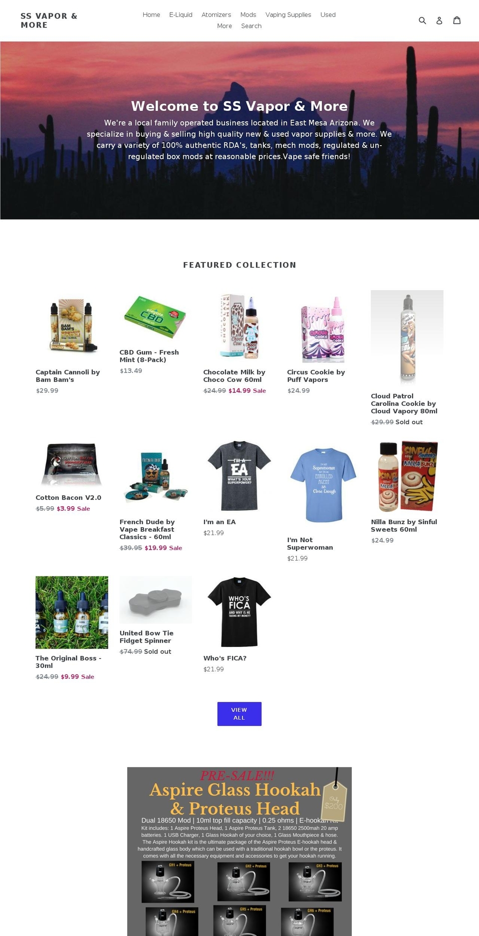 ssvapormore.com shopify website screenshot