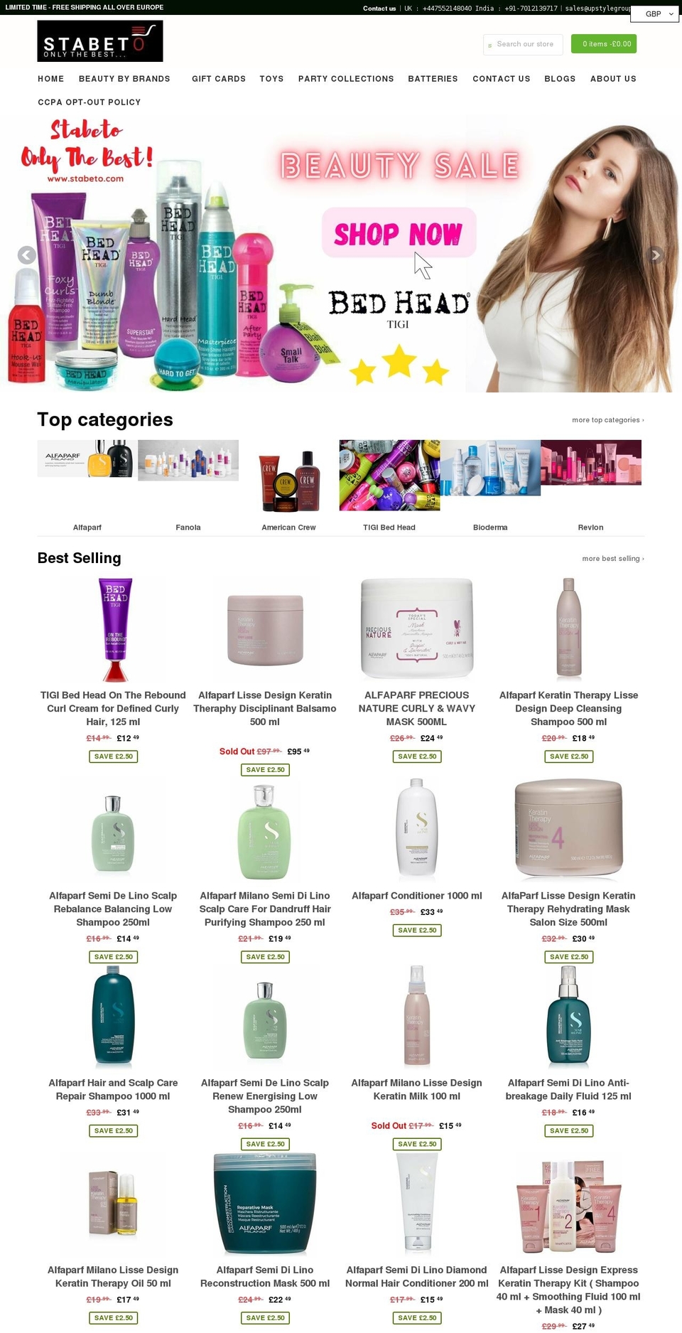 stabeto.com shopify website screenshot