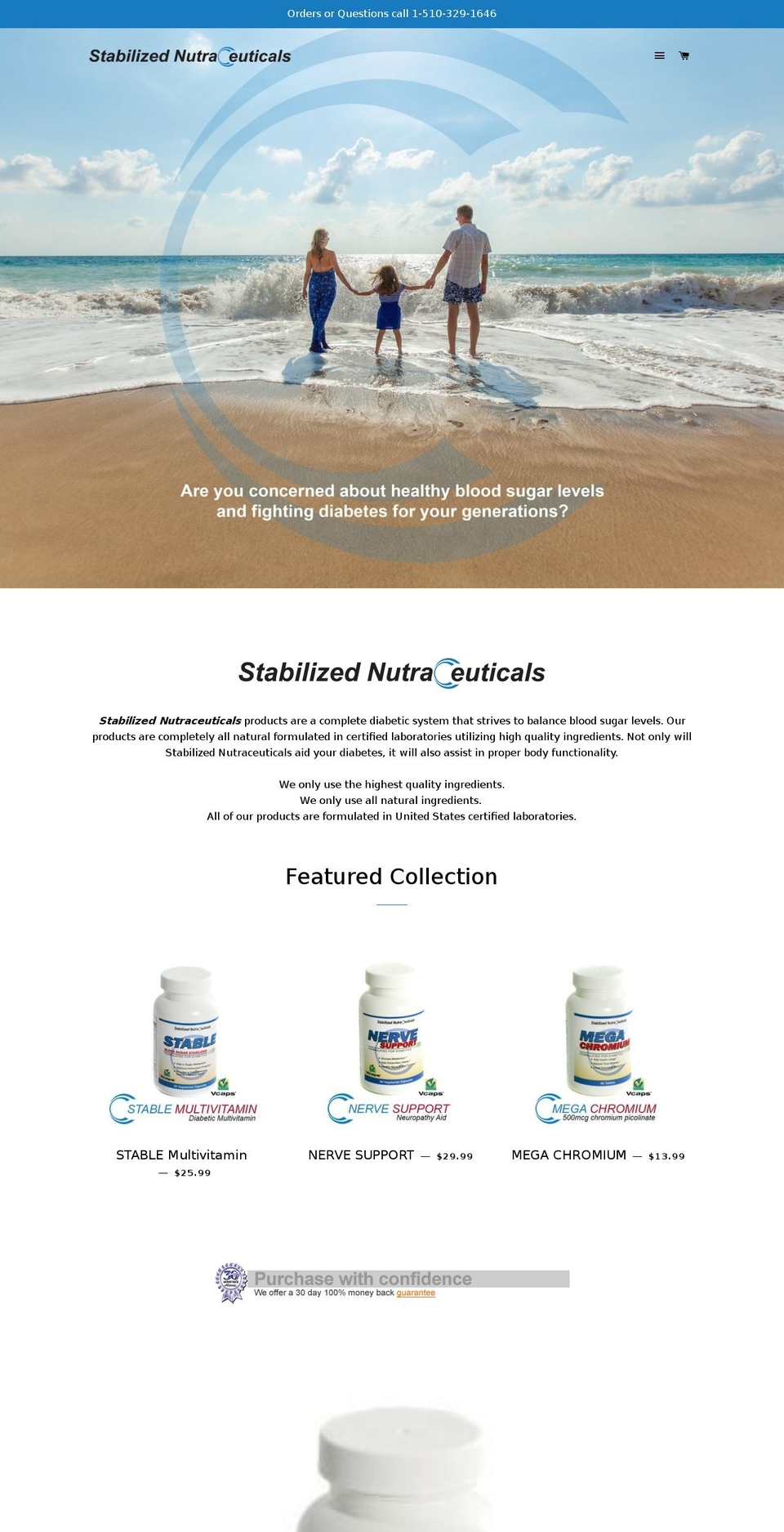 stabilizednutraceuticals.com shopify website screenshot
