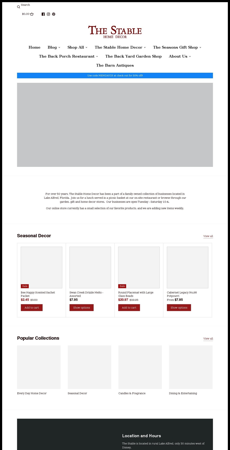 stablehomedecor.com shopify website screenshot