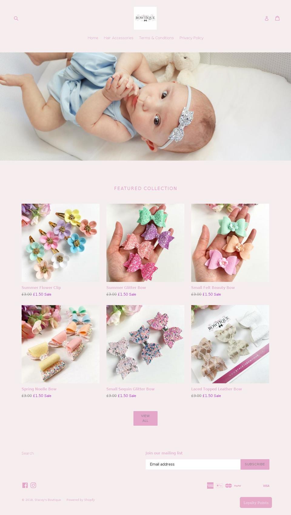 staceysbowtique.com shopify website screenshot