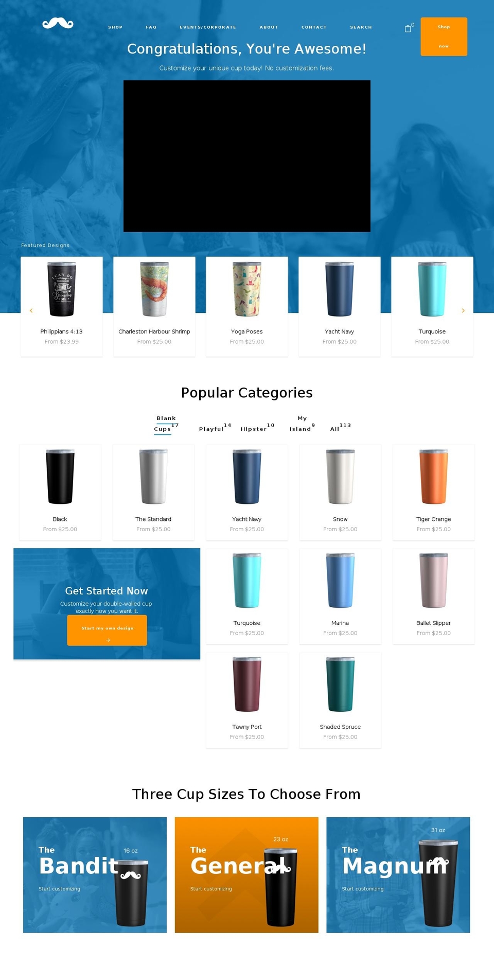 Stache Cups Shopify theme site example stachecups.com