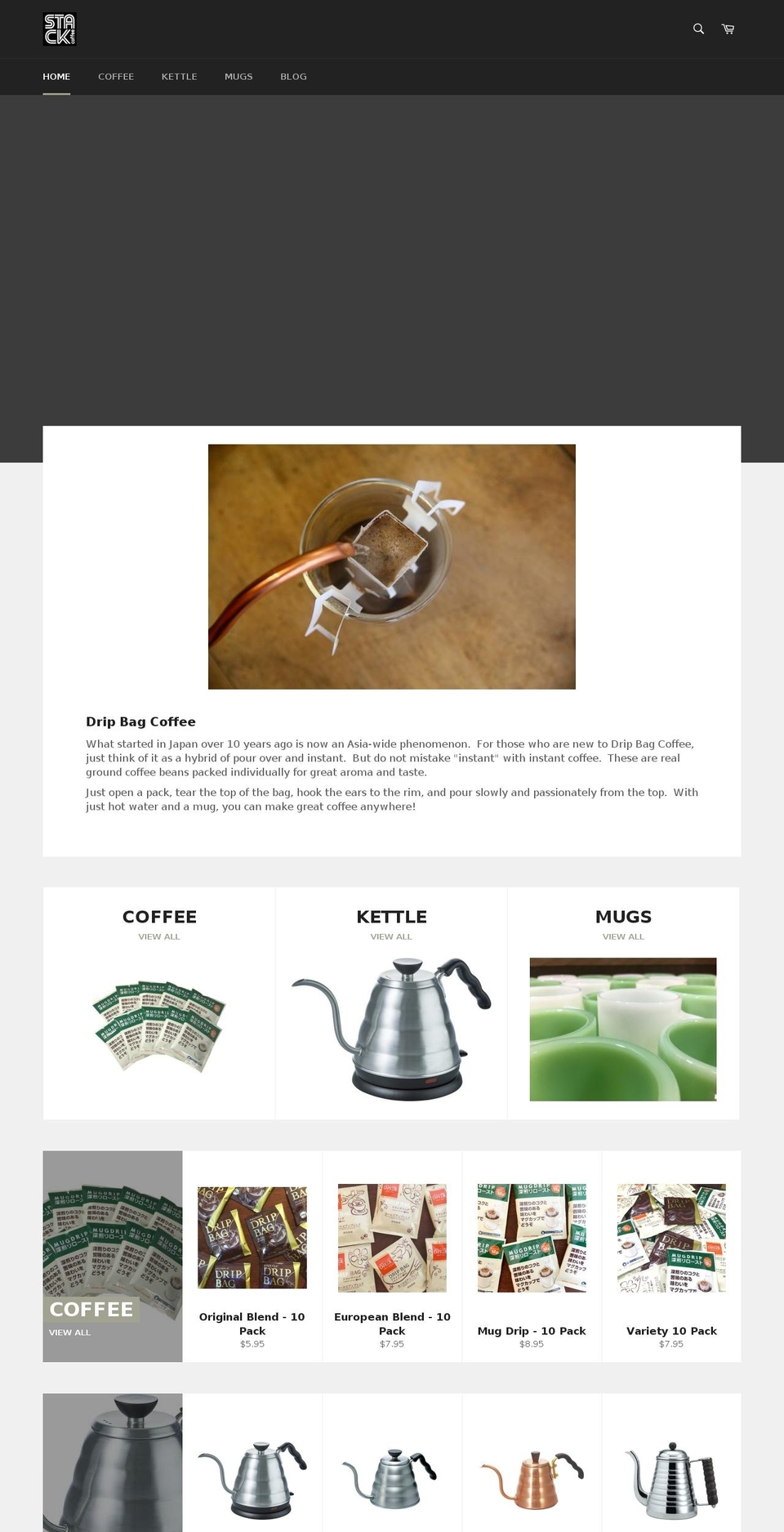 stackcoffee.com shopify website screenshot