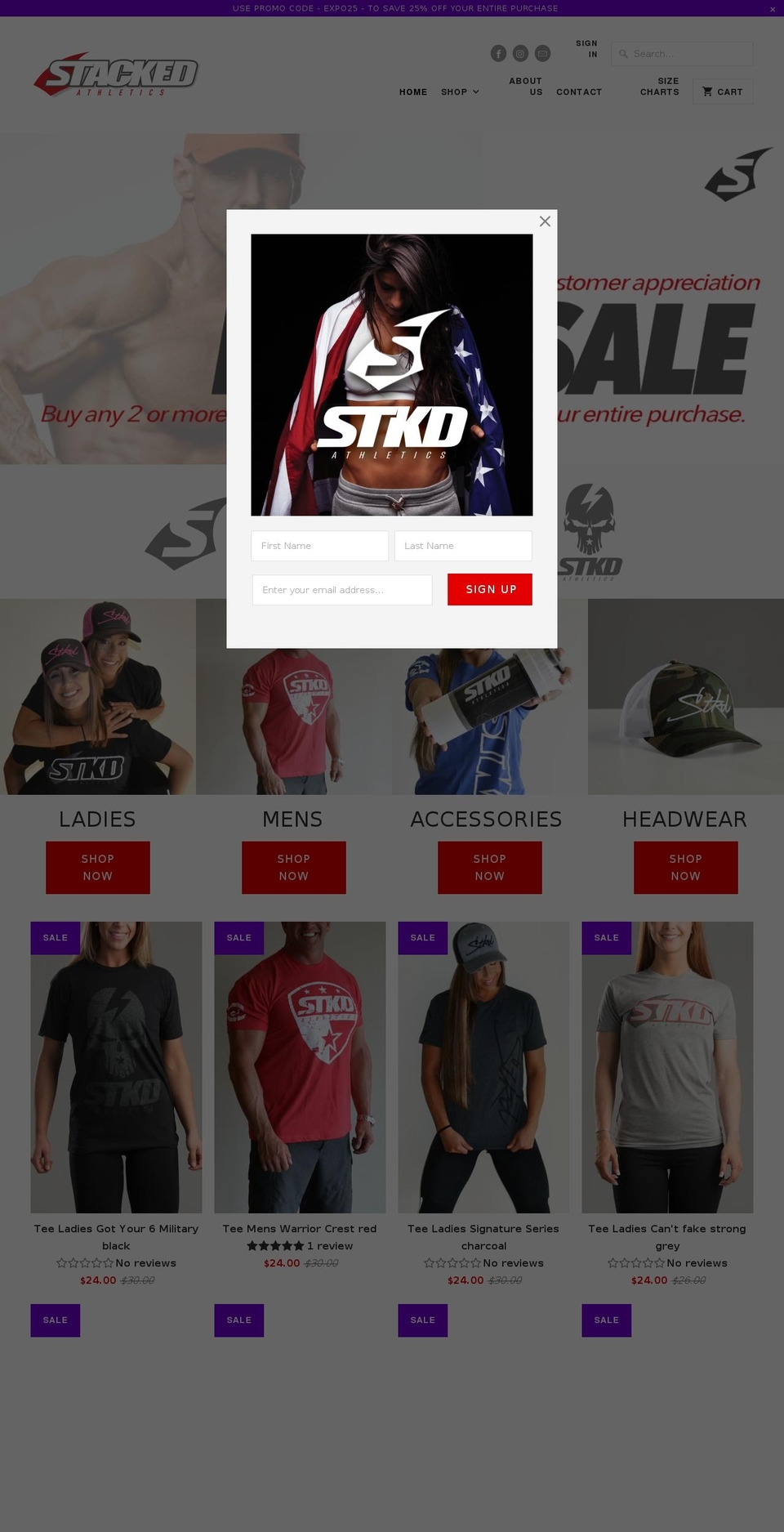 stackedathletics.com — Shopify storefront screenshot