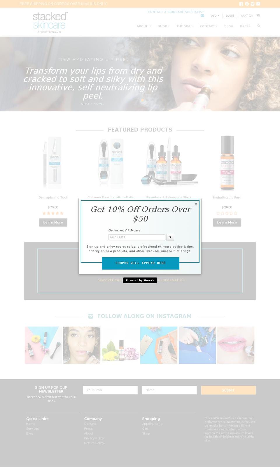 stackedskincare.com shopify website screenshot