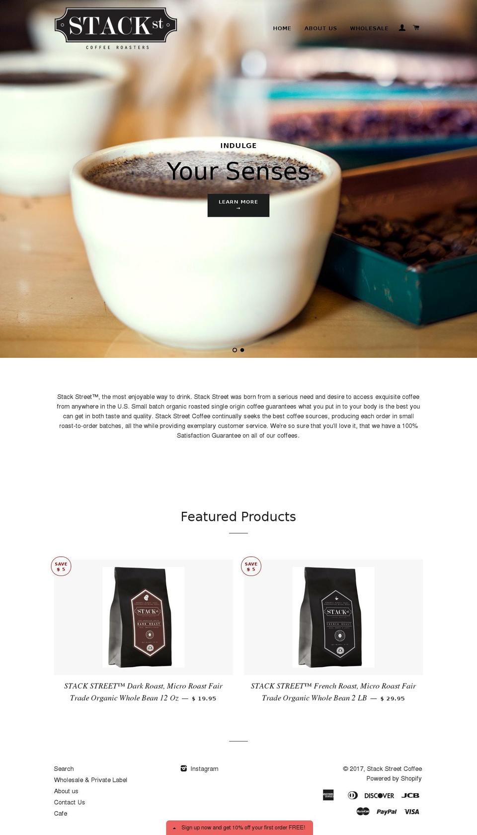 stackstcoffee.com shopify website screenshot