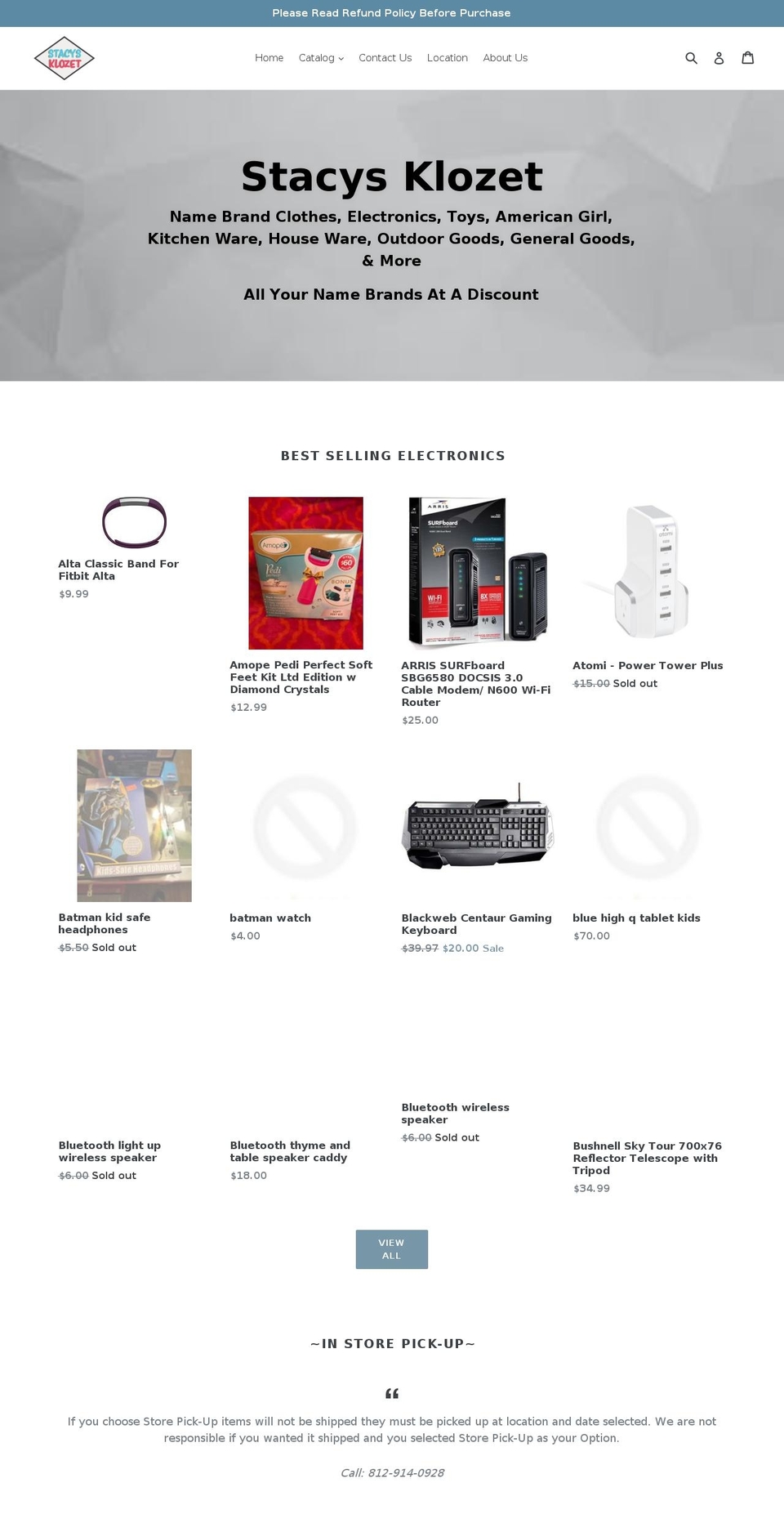stacysklozet.com — Shopify storefront screenshot