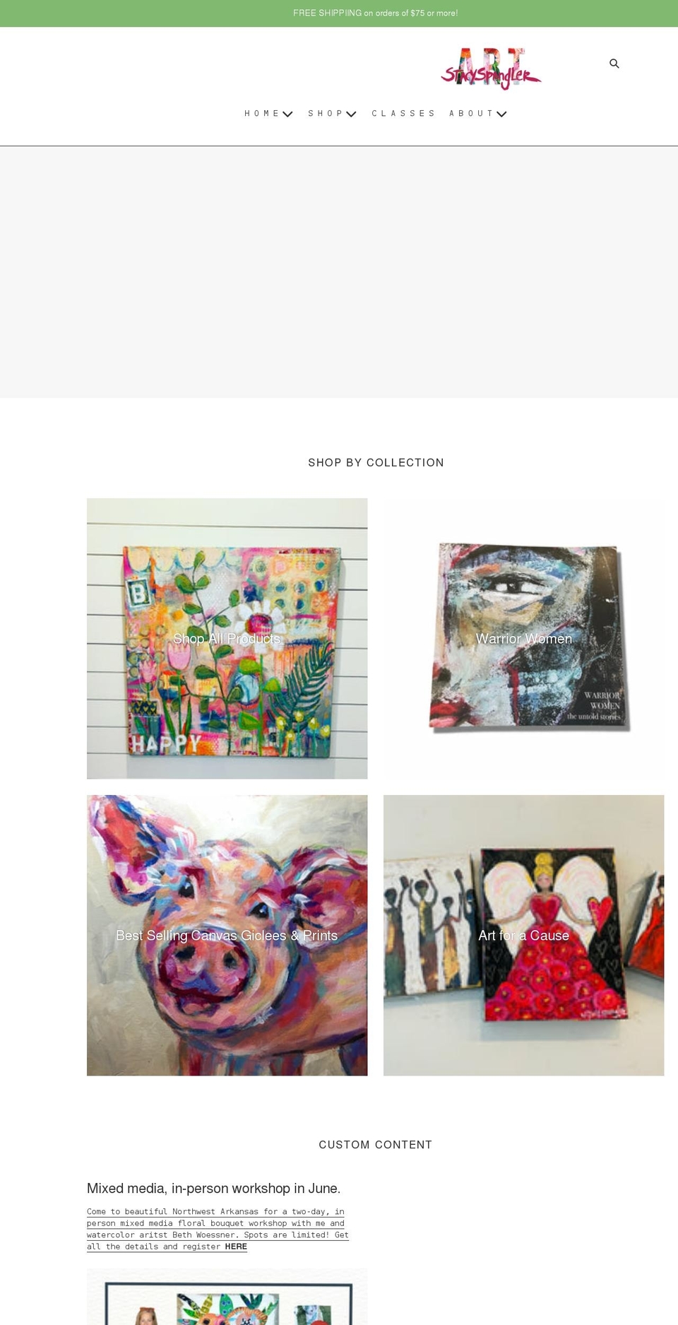 stacyspanglerart.org shopify website screenshot