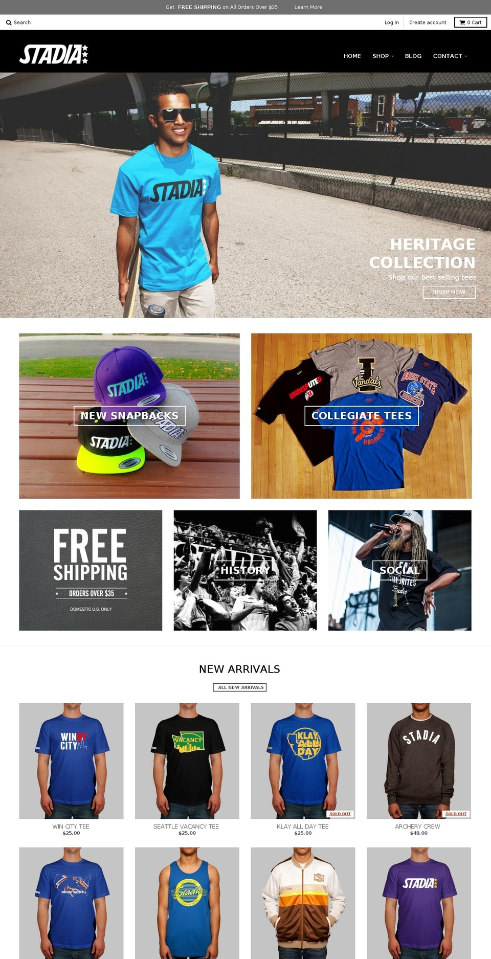stadiaclothing.com shopify website screenshot