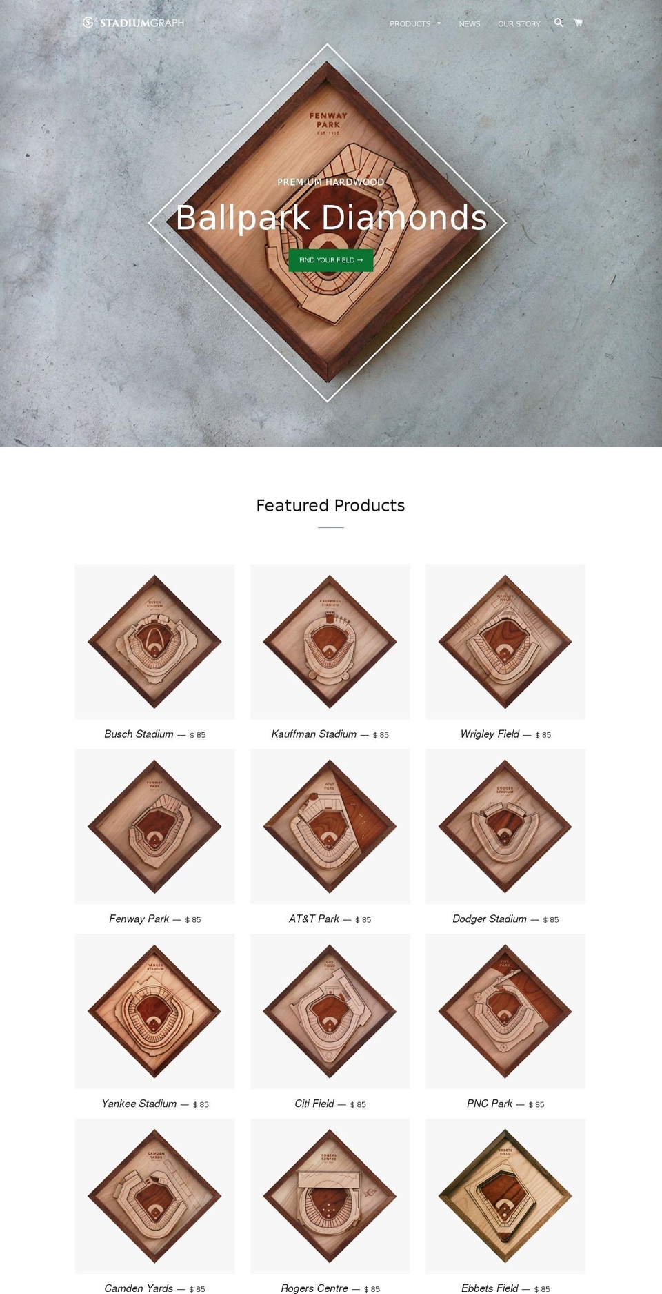 stadiumgraph.com shopify website screenshot