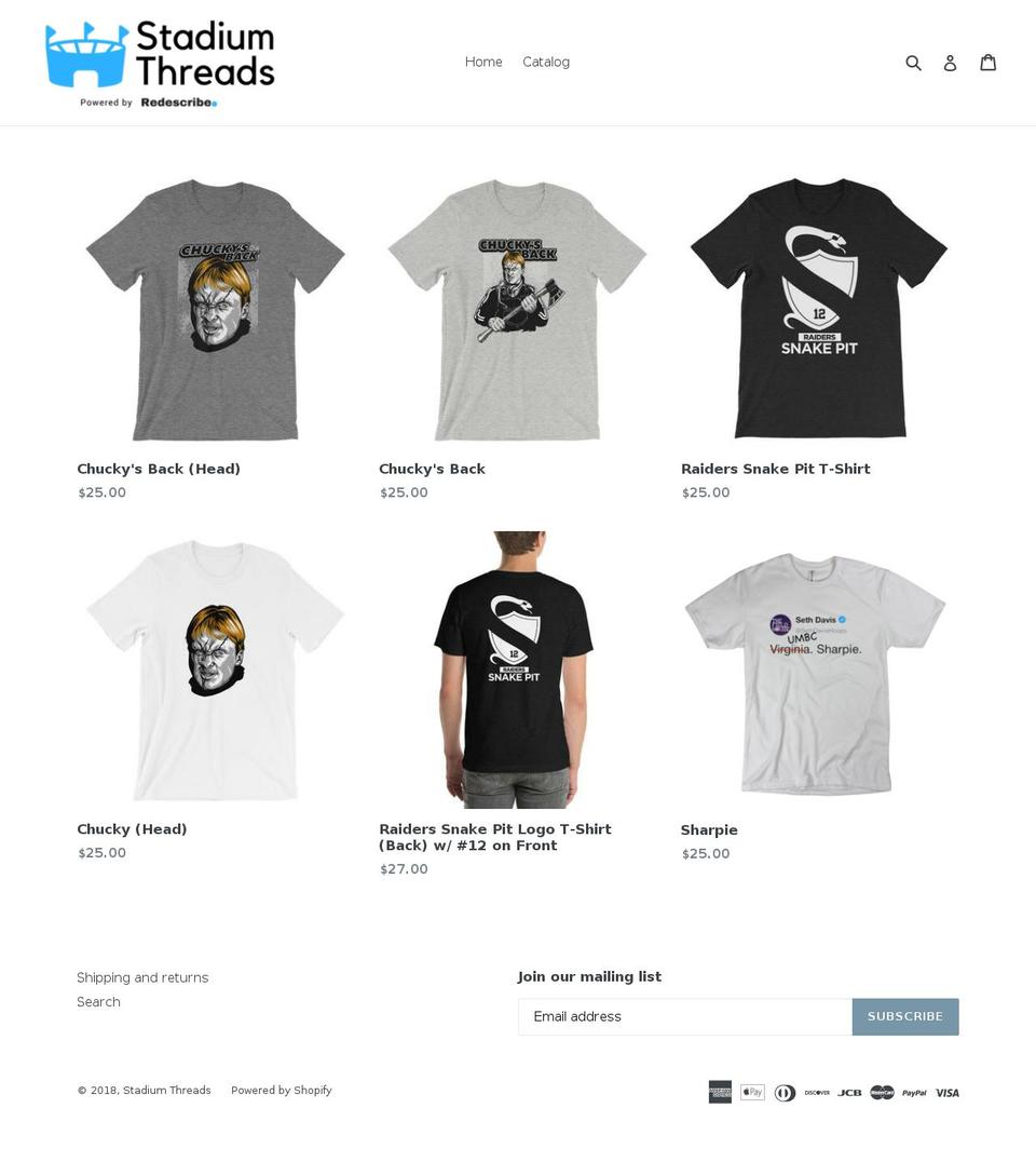 stadiumthreads.com — Shopify storefront screenshot