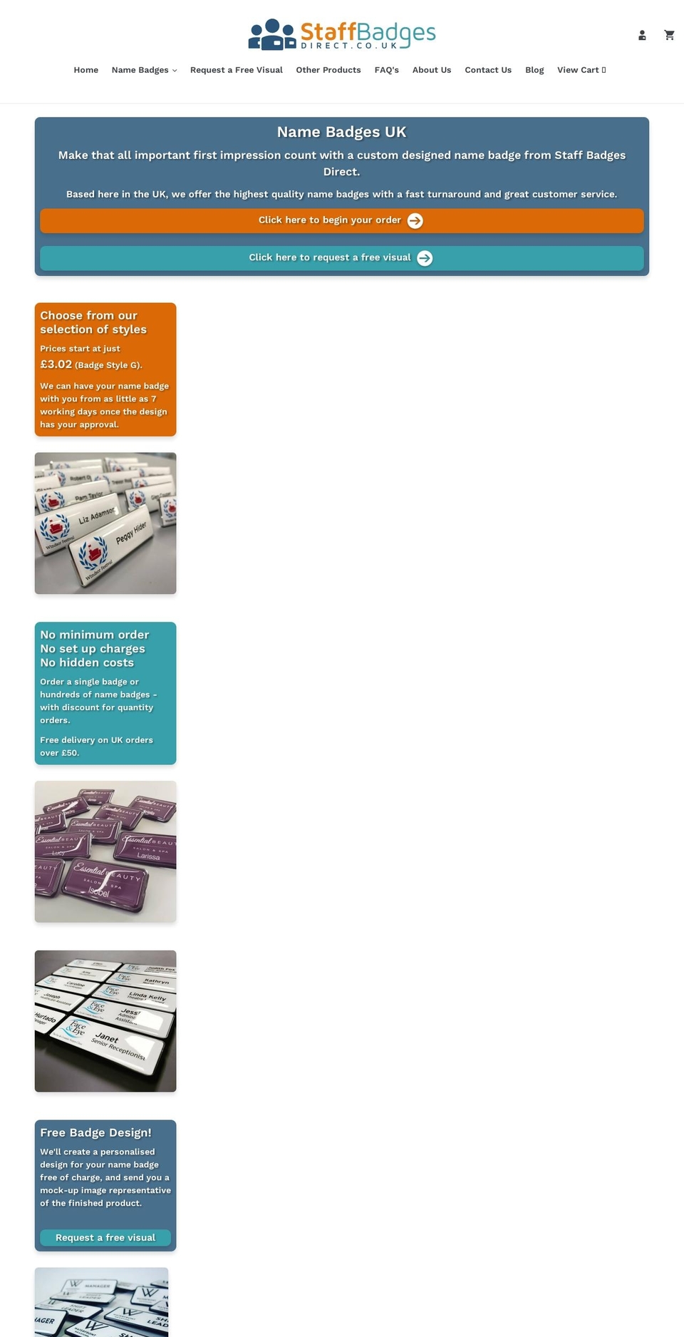 staffbadgesdirect.co.uk shopify website screenshot