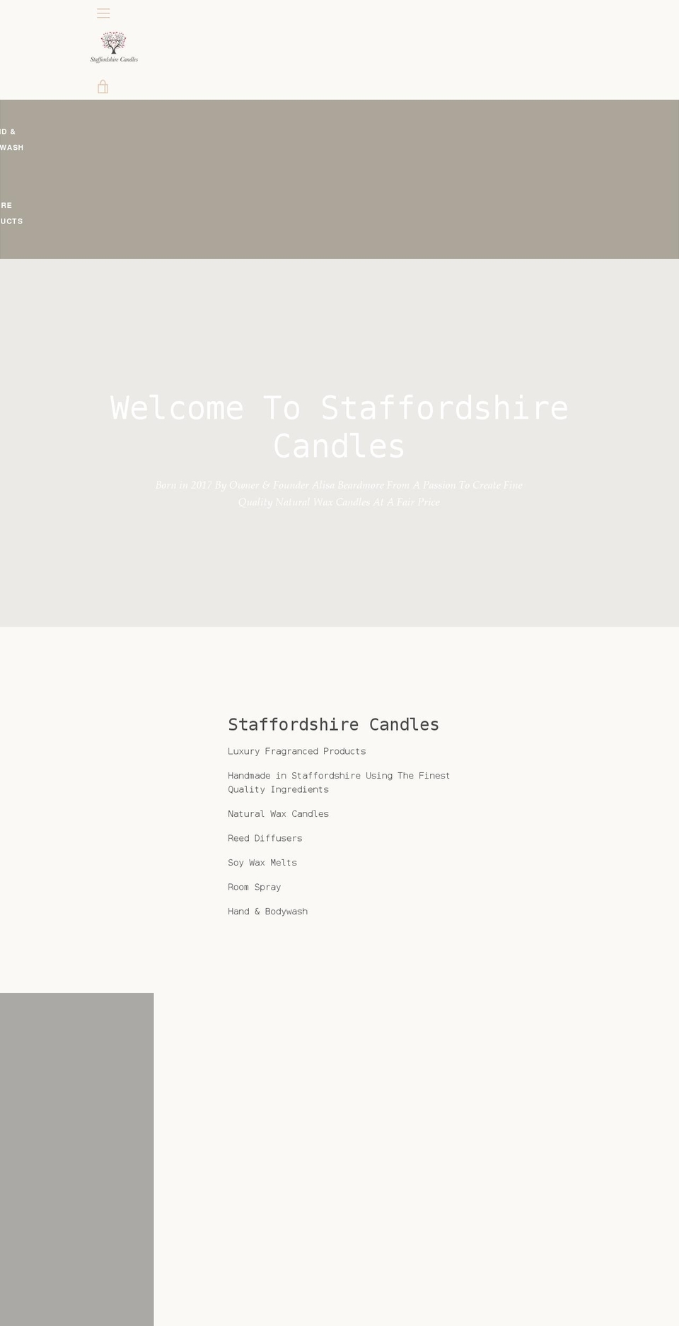 staffordshirecandles.uk shopify website screenshot