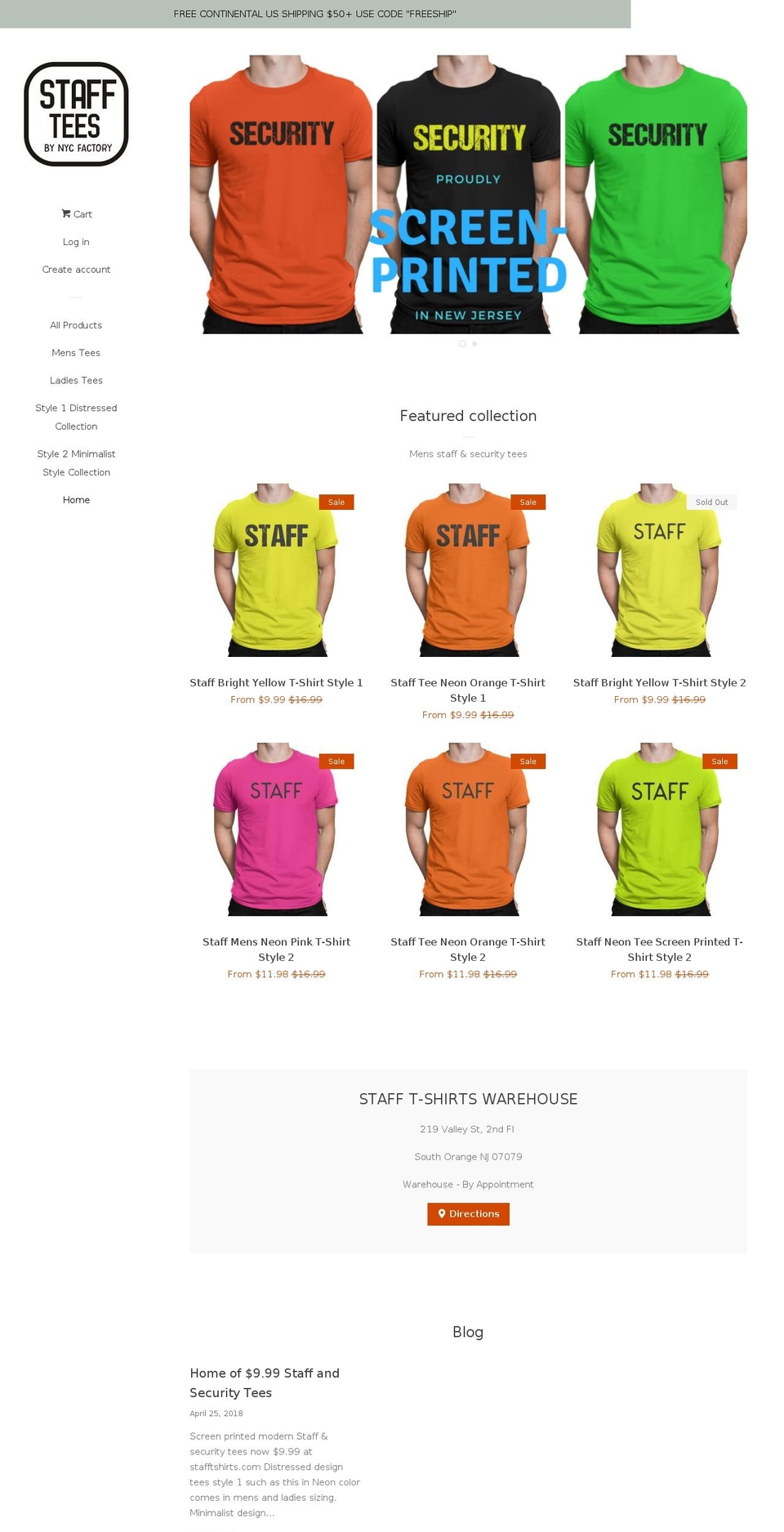 stafftshirts.com — Shopify storefront screenshot