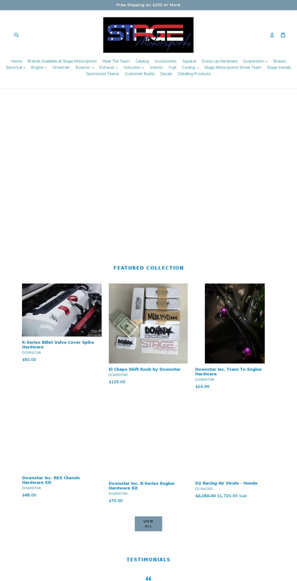 stage-motorsports.com shopify website screenshot