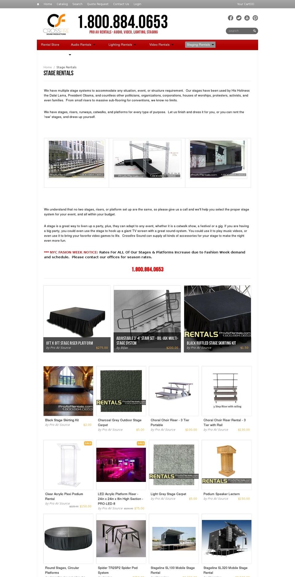 stage-rentals.com shopify website screenshot