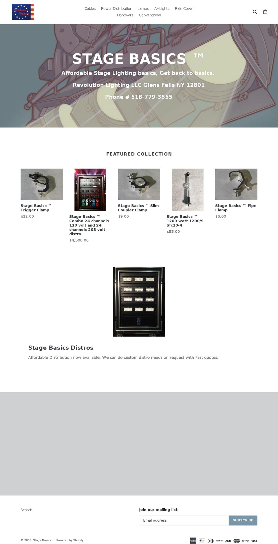 stagebasics.com — Shopify storefront screenshot