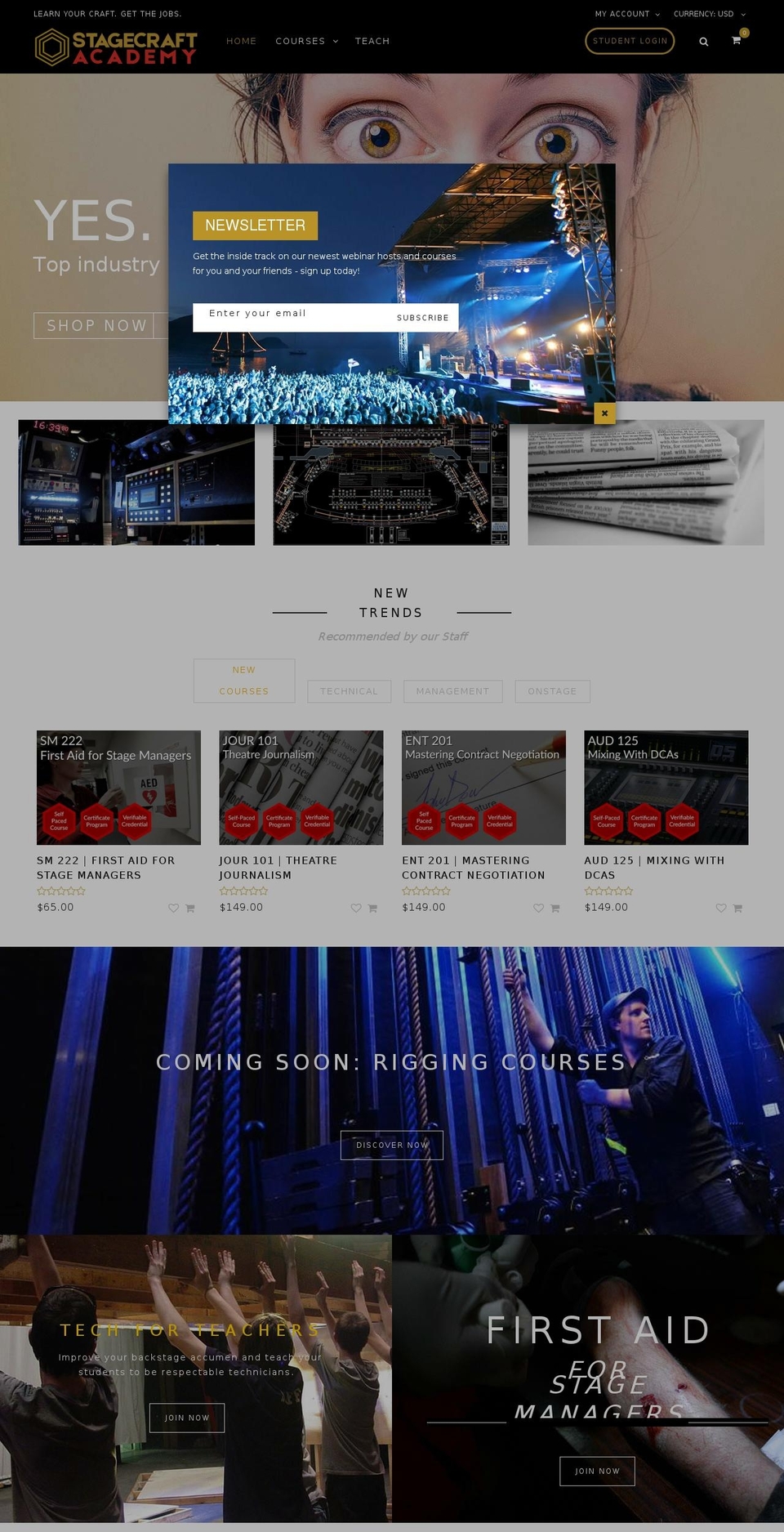 stagecraftacademy.com shopify website screenshot