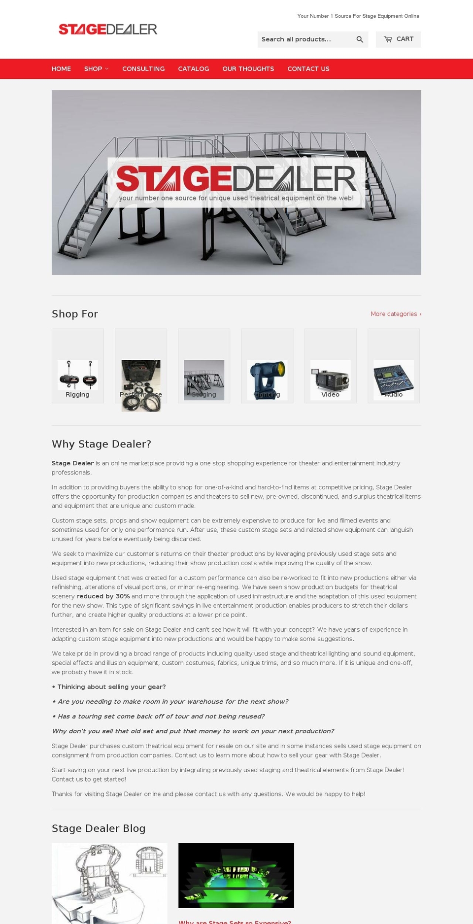 stagedealer.com shopify website screenshot