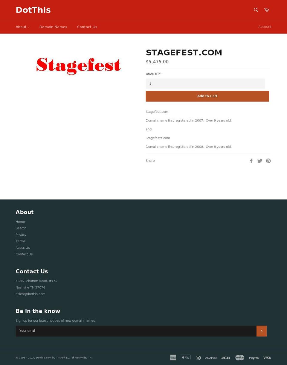 stagefest.com shopify website screenshot