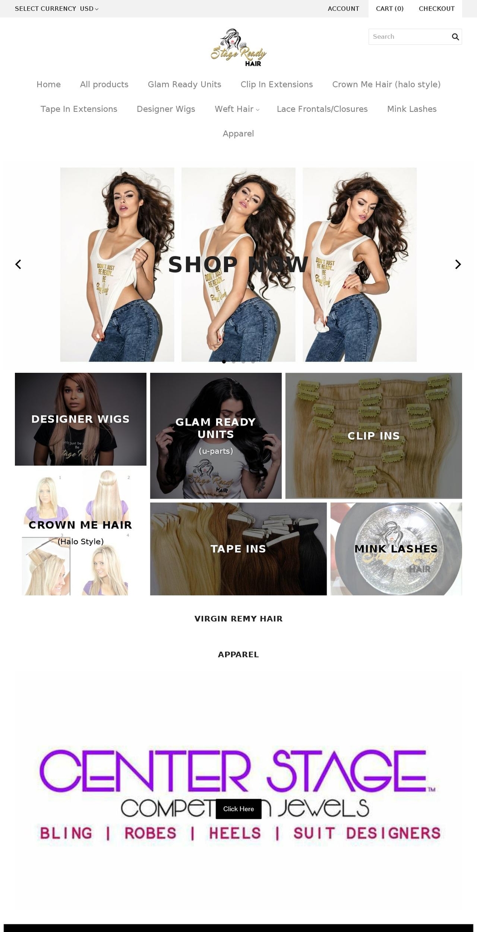 stagereadyglam.net shopify website screenshot