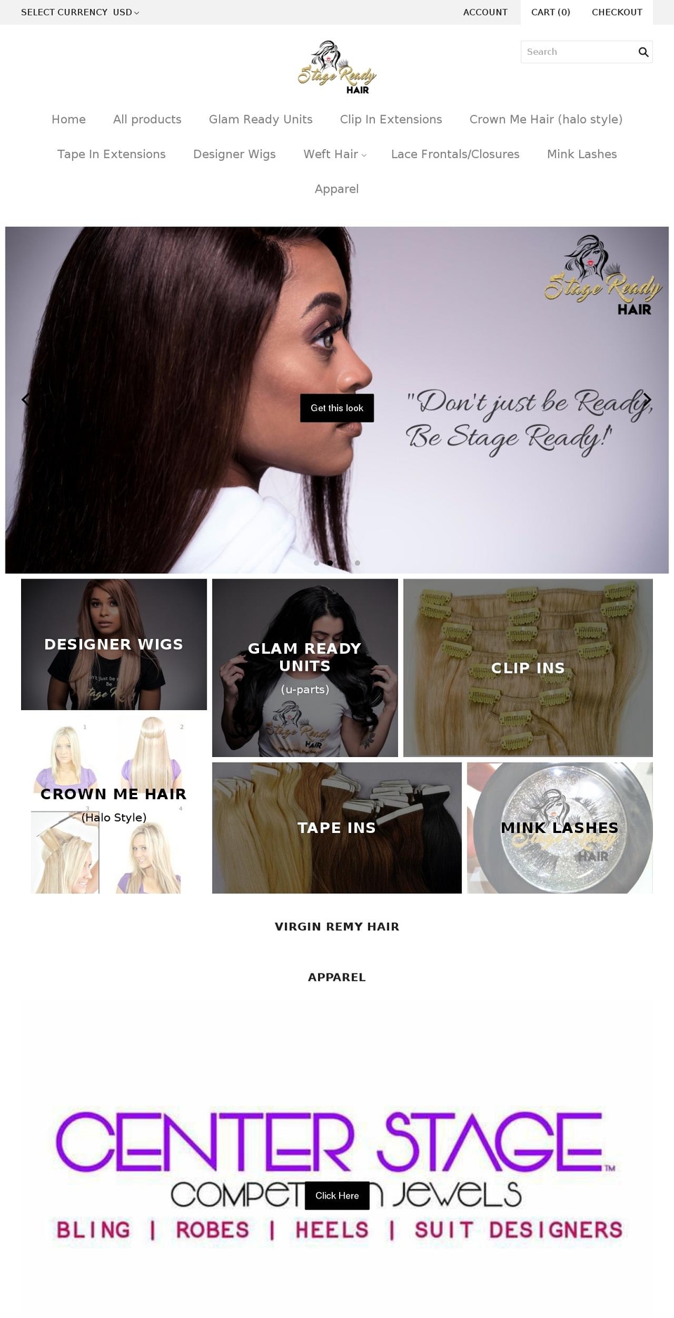 stagereadyhair.com — Shopify storefront screenshot