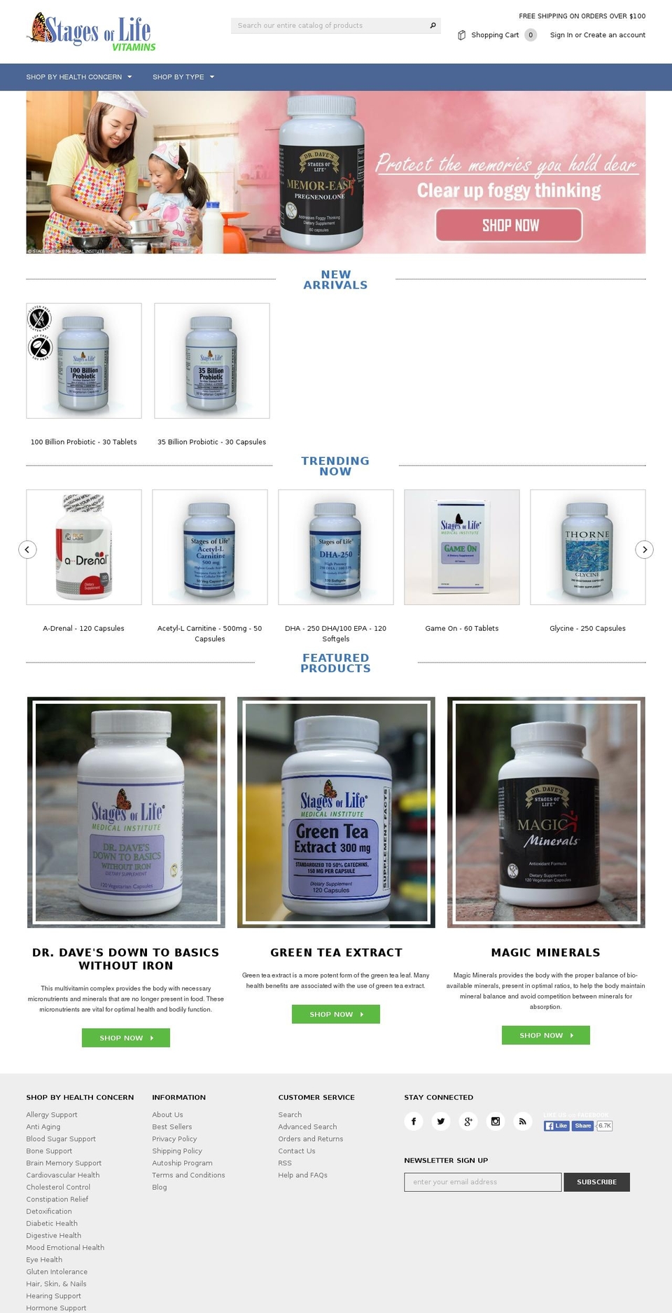 stagesoflifevitamins.com shopify website screenshot