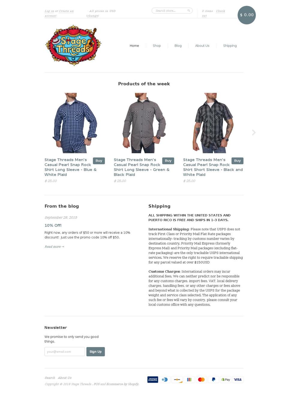 stagethreads.com shopify website screenshot